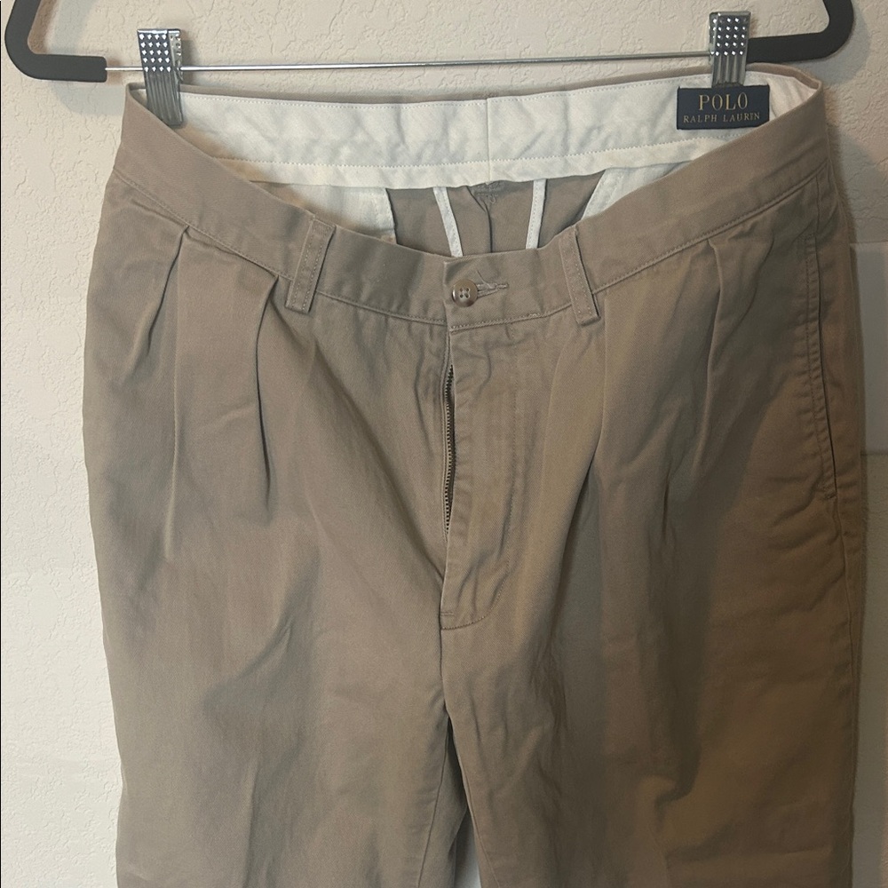Polo by Ralph Lauren Tan Pleated Cotton Chinos